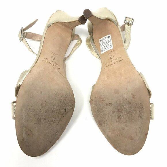 Jill Stuart Italy Astrid Gold Leather Sandals 7 - Picture 6 of 8